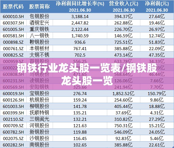 钢铁行业龙头股一览表/钢铁股龙头股一览 钢铁行业龙头股一览表/钢铁股龙头股一览