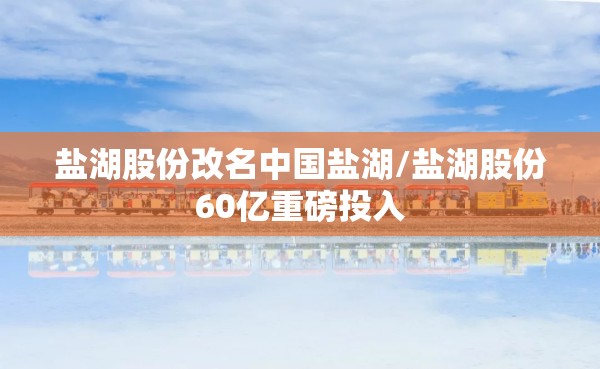 盐湖股份改名中国盐湖/盐湖股份60亿重磅投入