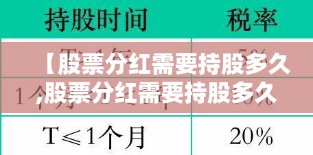 【股票分红需要持股多久,股票分红需要持股多久才免税】 【股票分红需要持股多久,股票分红需要持股多久才免税】