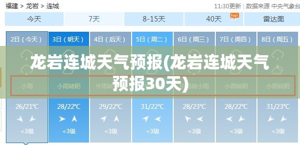 龙岩连城天气预报(龙岩连城天气预报30天)