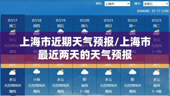 上海市近期天气预报/上海市最近两天的天气预报