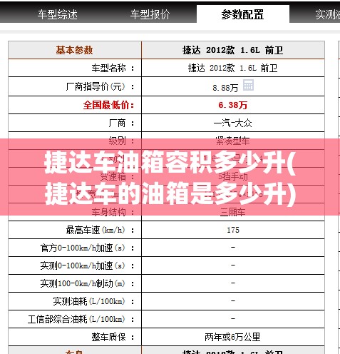 捷达车油箱容积多少升(捷达车的油箱是多少升)