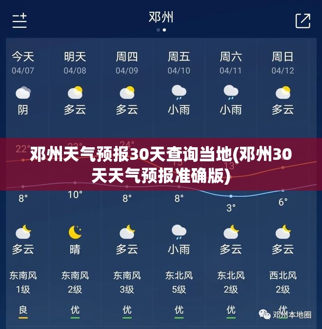 邓州天气预报30天查询当地(邓州30天天气预报准确版)