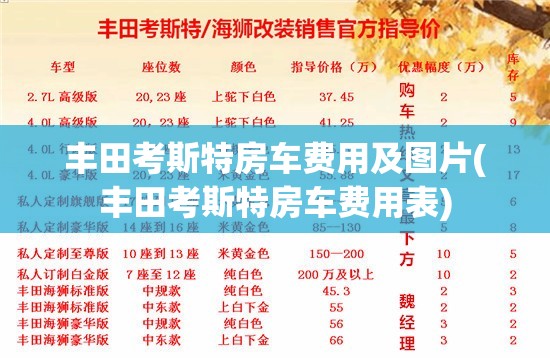丰田考斯特房车费用及图片(丰田考斯特房车费用表) 丰田考斯特房车费用及图片(丰田考斯特房车费用表)