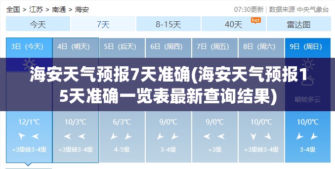海安天气预报7天准确(海安天气预报15天准确一览表最新查询结果)