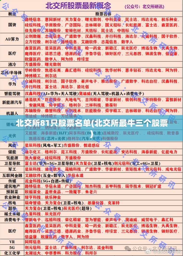 北交所81只股票名单(北交所最牛三个股票)