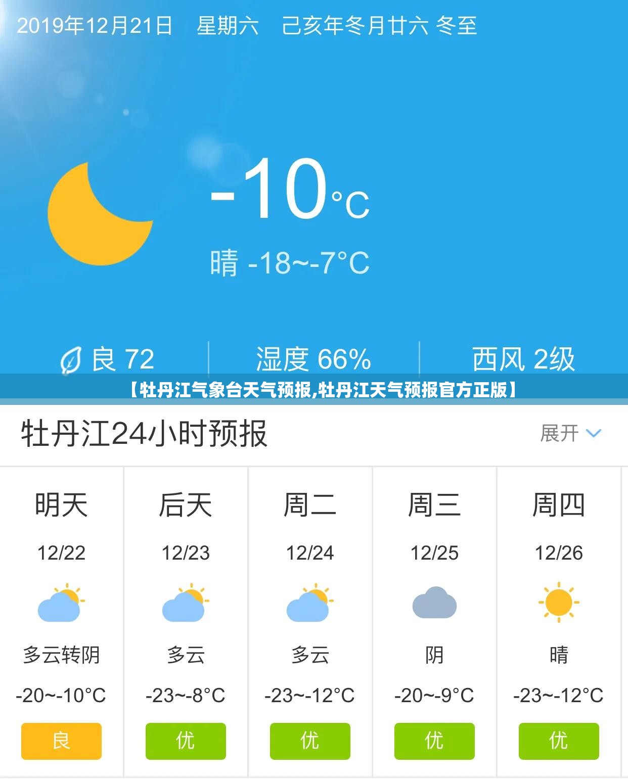 【牡丹江气象台天气预报,牡丹江天气预报官方正版】