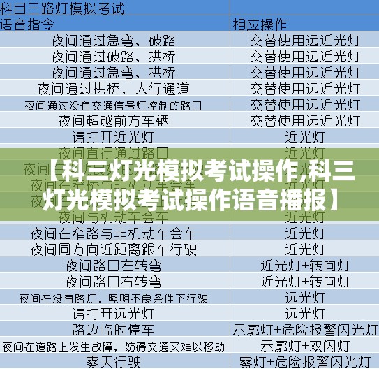 【科三灯光模拟考试操作,科三灯光模拟考试操作语音播报】 【科三灯光模拟考试操作,科三灯光模拟考试操作语音播报】