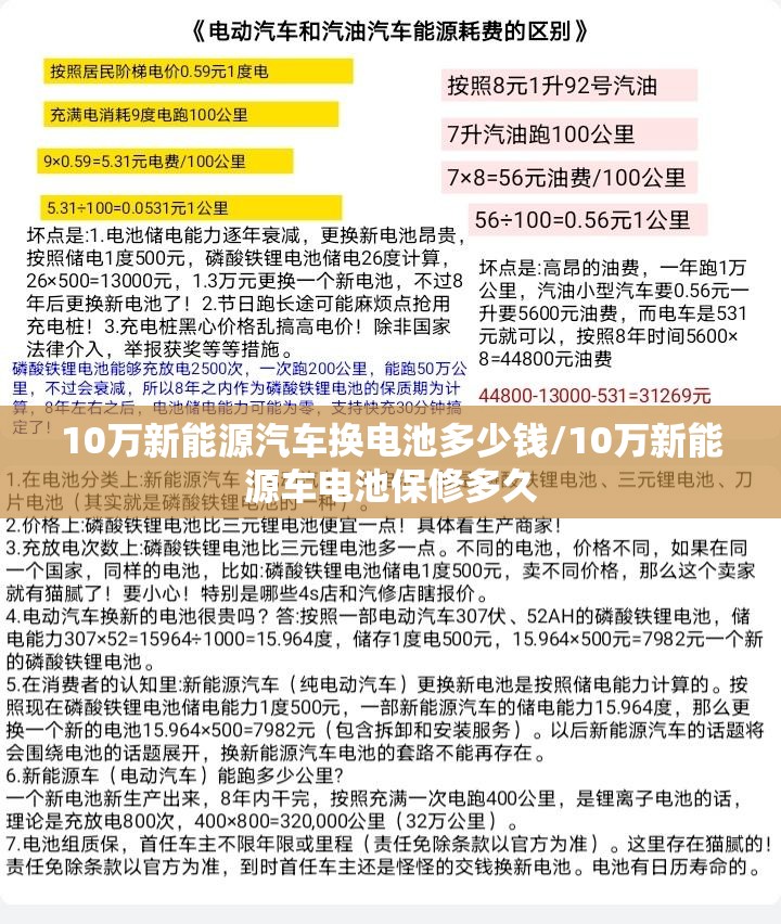 10万新能源汽车换电池多少钱/10万新能源车电池保修多久
