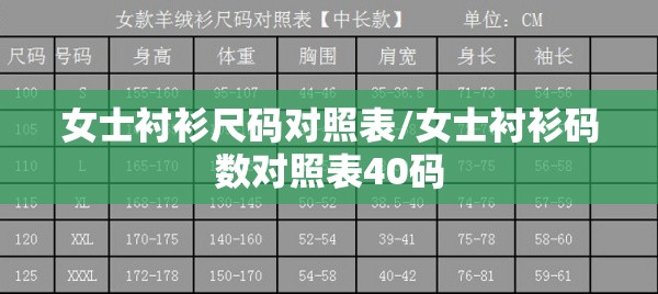 女士衬衫尺码对照表/女士衬衫码数对照表40码 女士衬衫尺码对照表/女士衬衫码数对照表40码