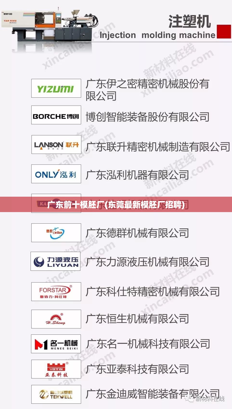 广东前十模胚厂(东莞最新模胚厂招聘)