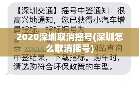 2020深圳取消摇号(深圳怎么取消摇号) 2020深圳取消摇号(深圳怎么取消摇号)