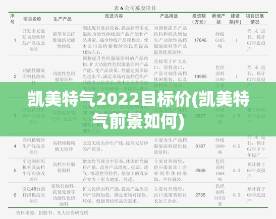 凯美特气2022目标价(凯美特气前景如何) 凯美特气2022目标价(凯美特气前景如何)