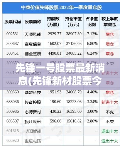 先锋一号股票最新消息(先锋新材股票今日行情走势图最新)