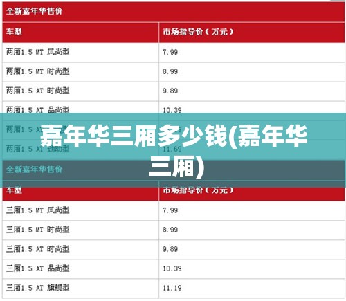 嘉年华三厢多少钱(嘉年华 三厢)