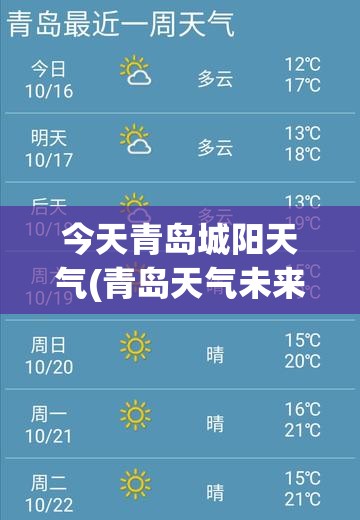 今天青岛城阳天气(青岛天气未来15天) 今天青岛城阳天气(青岛天气未来15天)