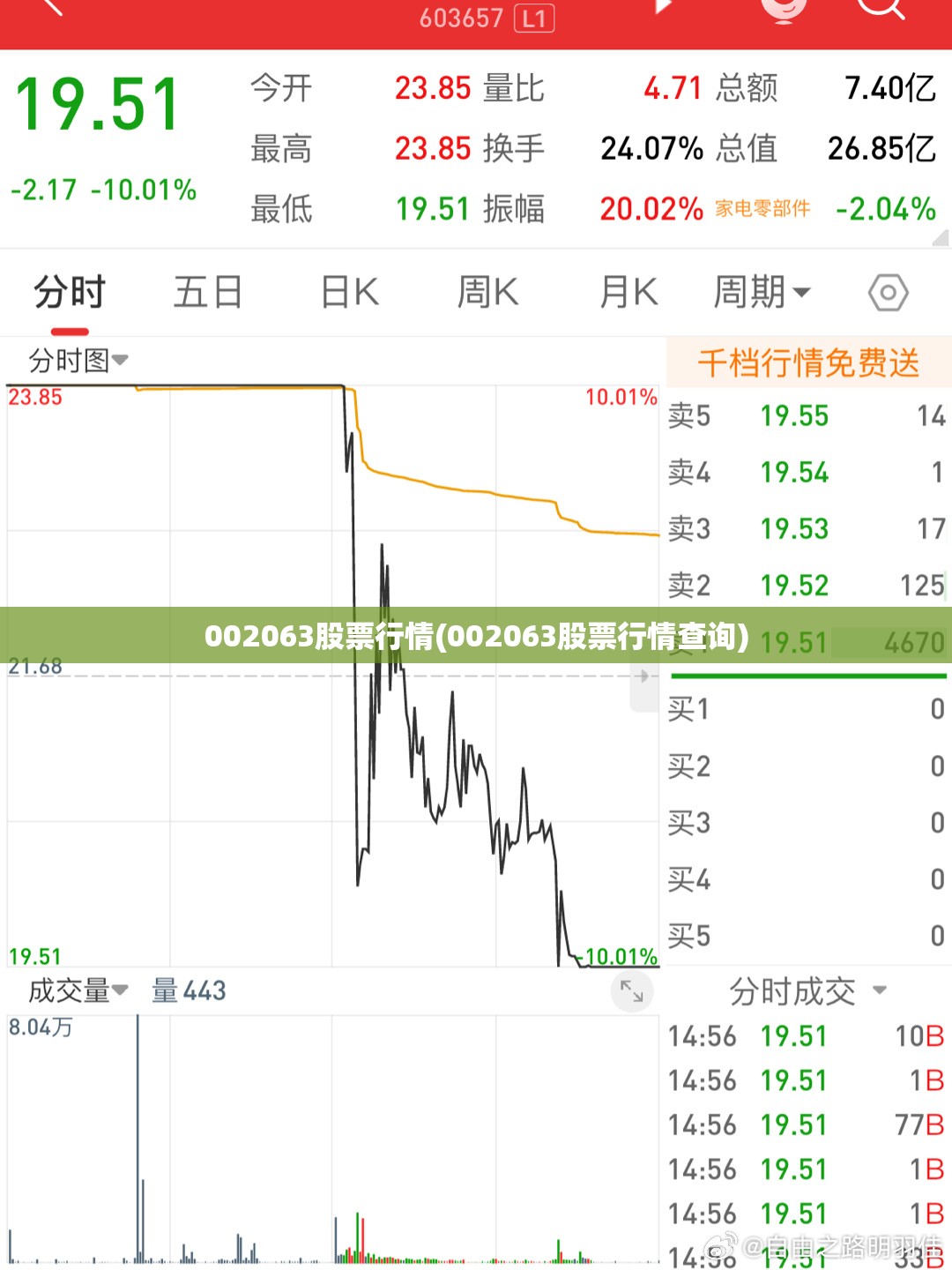 002063股票行情(002063股票行情查询)