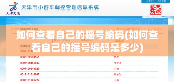 如何查看自己的摇号编码(如何查看自己的摇号编码是多少)