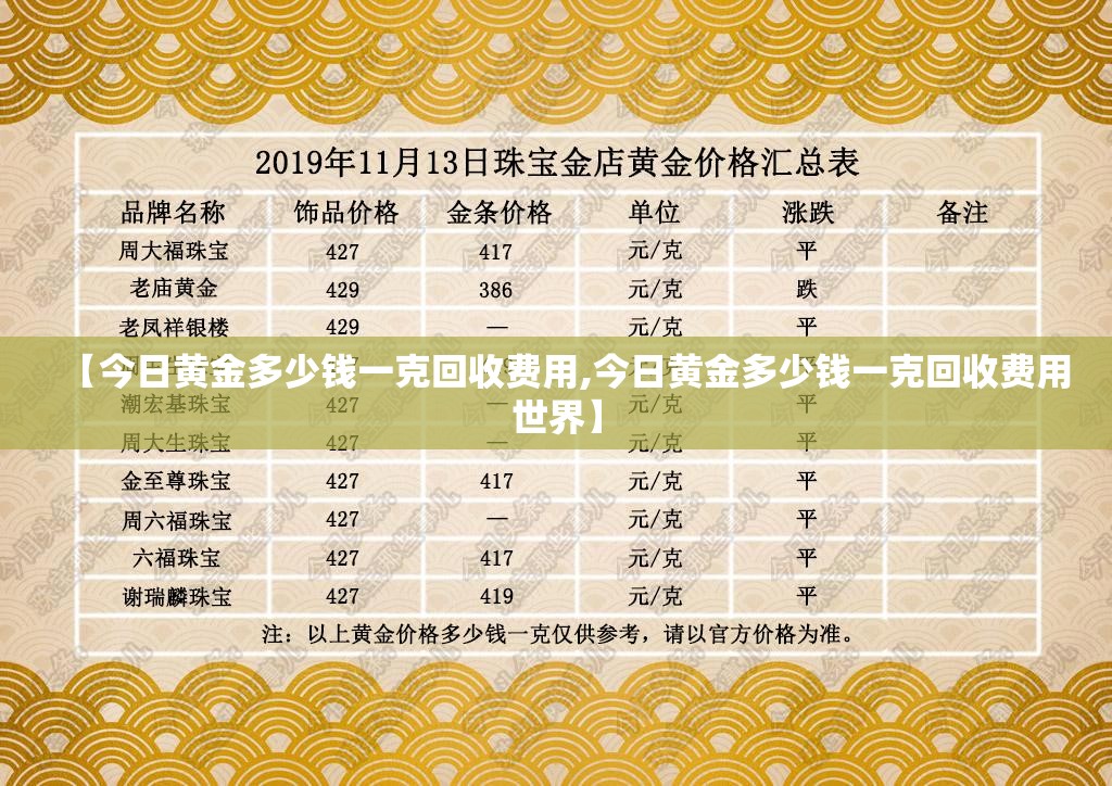 【今日黄金多少钱一克回收费用,今日黄金多少钱一克回收费用世界】