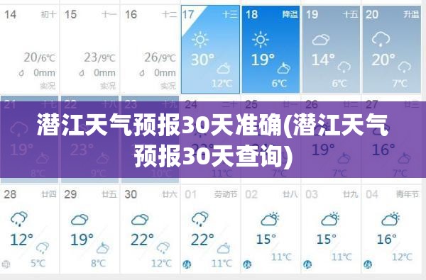 潜江天气预报30天准确(潜江天气预报30天查询)
