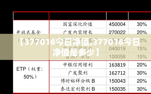 【377016今日净值,377016今日净值是多少】