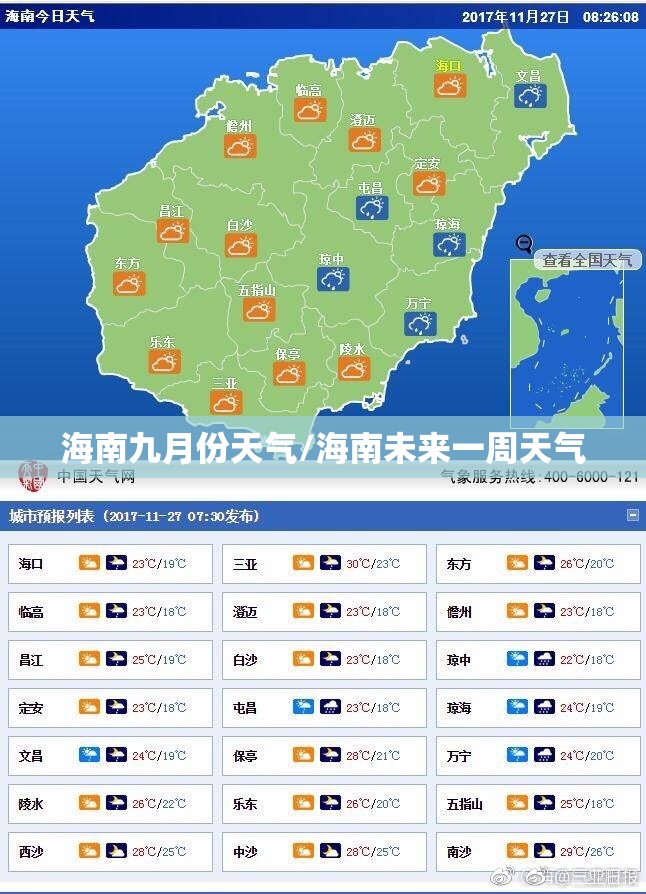 海南九月份天气/海南未来一周天气 海南九月份天气/海南未来一周天气