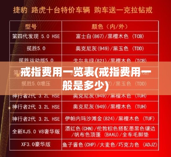 戒指费用一览表(戒指费用一般是多少)