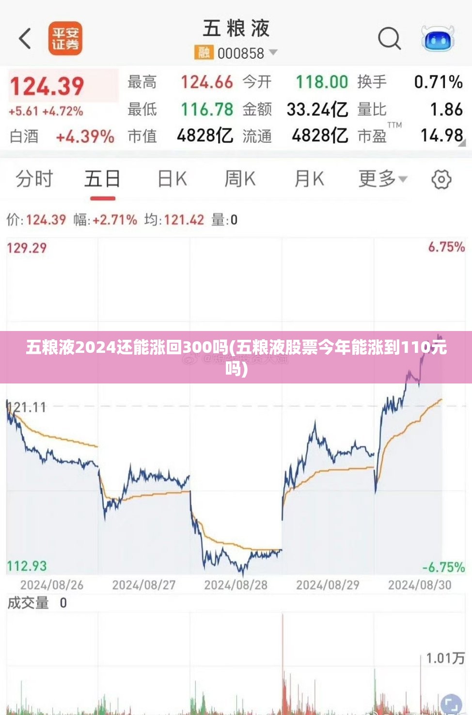 五粮液2024还能涨回300吗(五粮液股票今年能涨到110元吗)