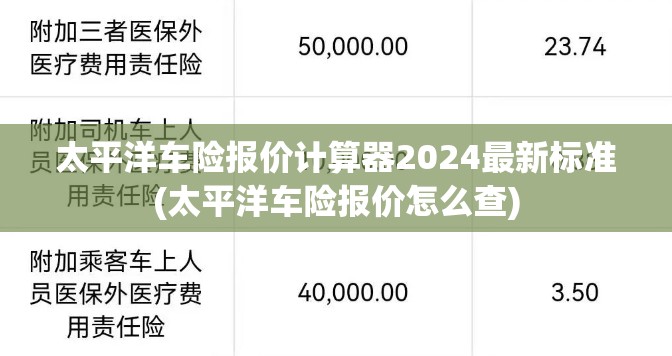太平洋车险报价计算器2024最新标准(太平洋车险报价怎么查) 太平洋车险报价计算器2024最新标准(太平洋车险报价怎么查)