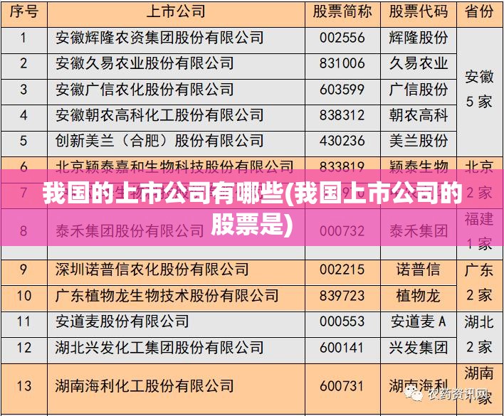 我国的上市公司有哪些(我国上市公司的股票是)