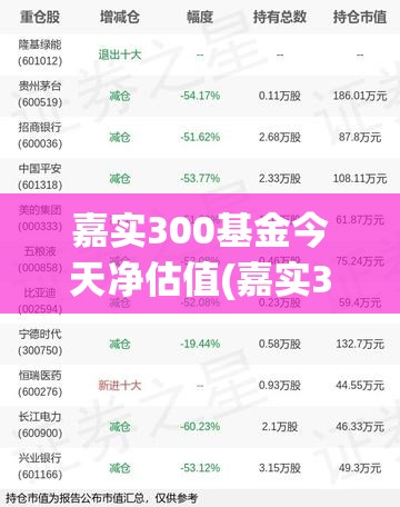嘉实300基金今天净估值(嘉实300基金160706今日估值)